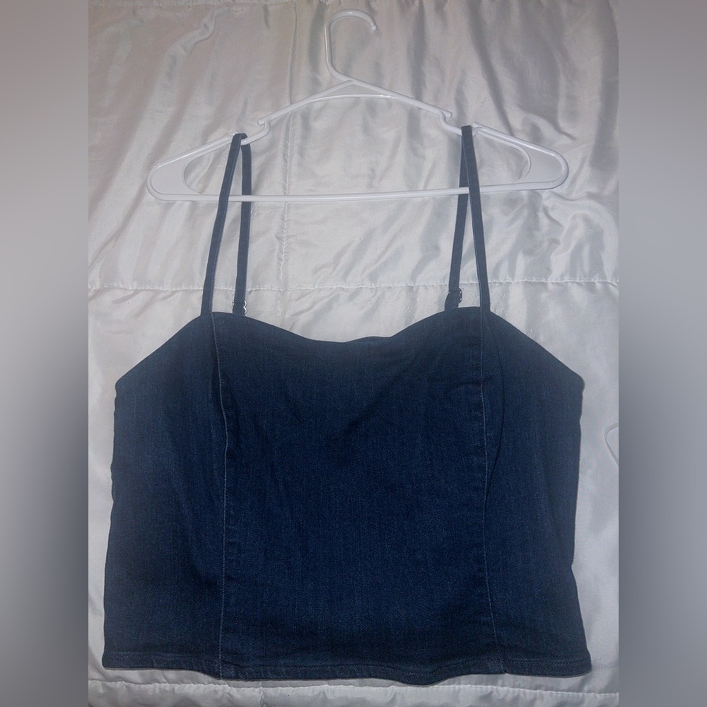 Denim type Sleeveless Crop Bustier Top